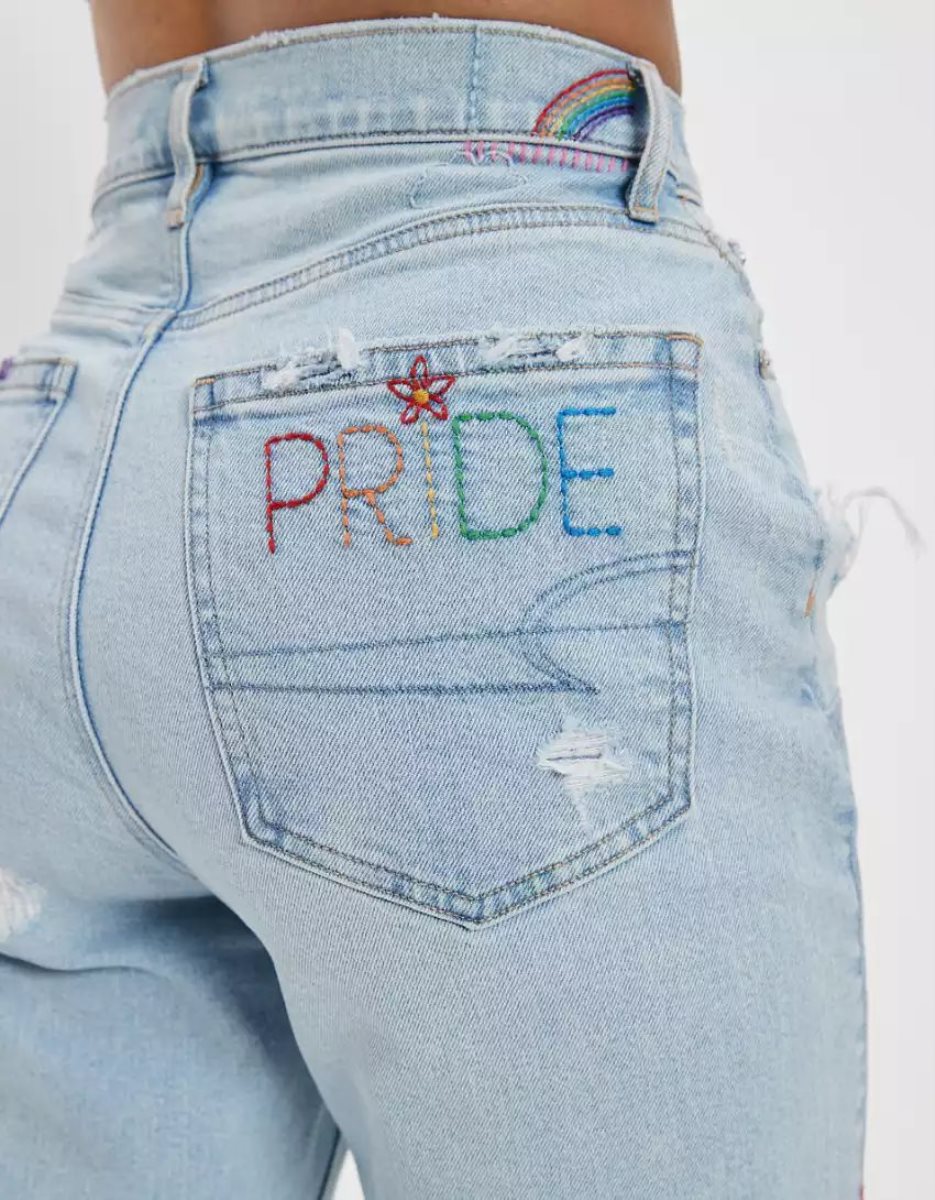 Jean American Eagle AE Pride Strigid Highest Taille Baggy Droit Lavage Clair Femme | XVU-13843737